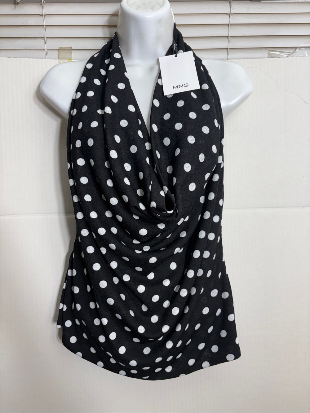 Mango Black with White Polka Dot Halter Top 7159